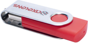 AXELENS Chiavetta USB 16 GB, Rossa Argento